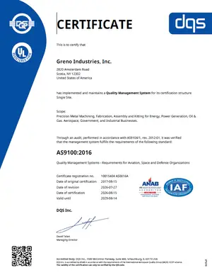 AS9100:2016 Certificate Image