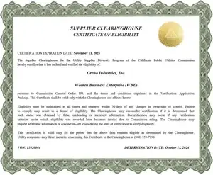 Supplier Clearinghouse Certificate of Eligibility Image